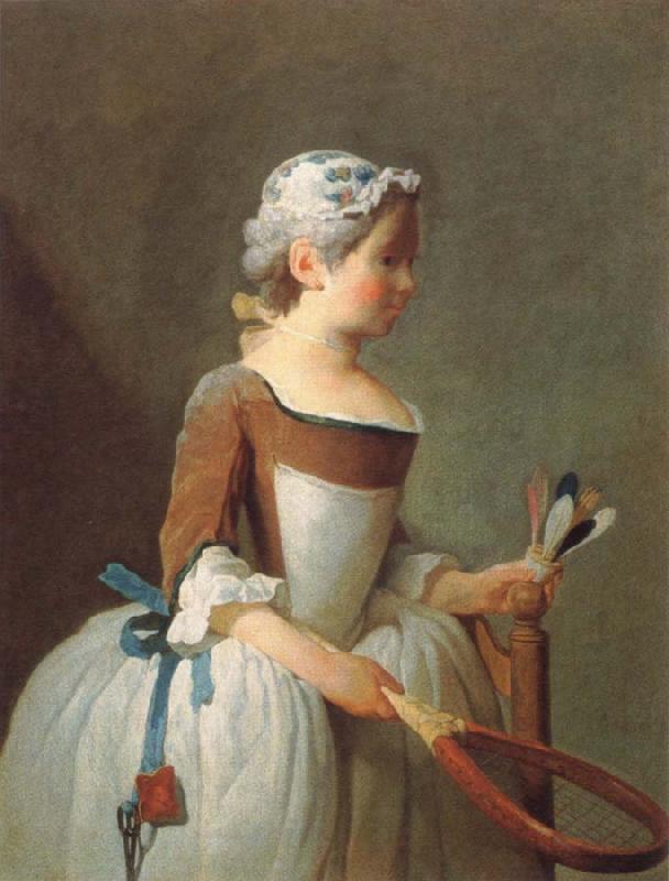 Jean Baptiste Simeon Chardin girl with shuttlecock oil painting picture